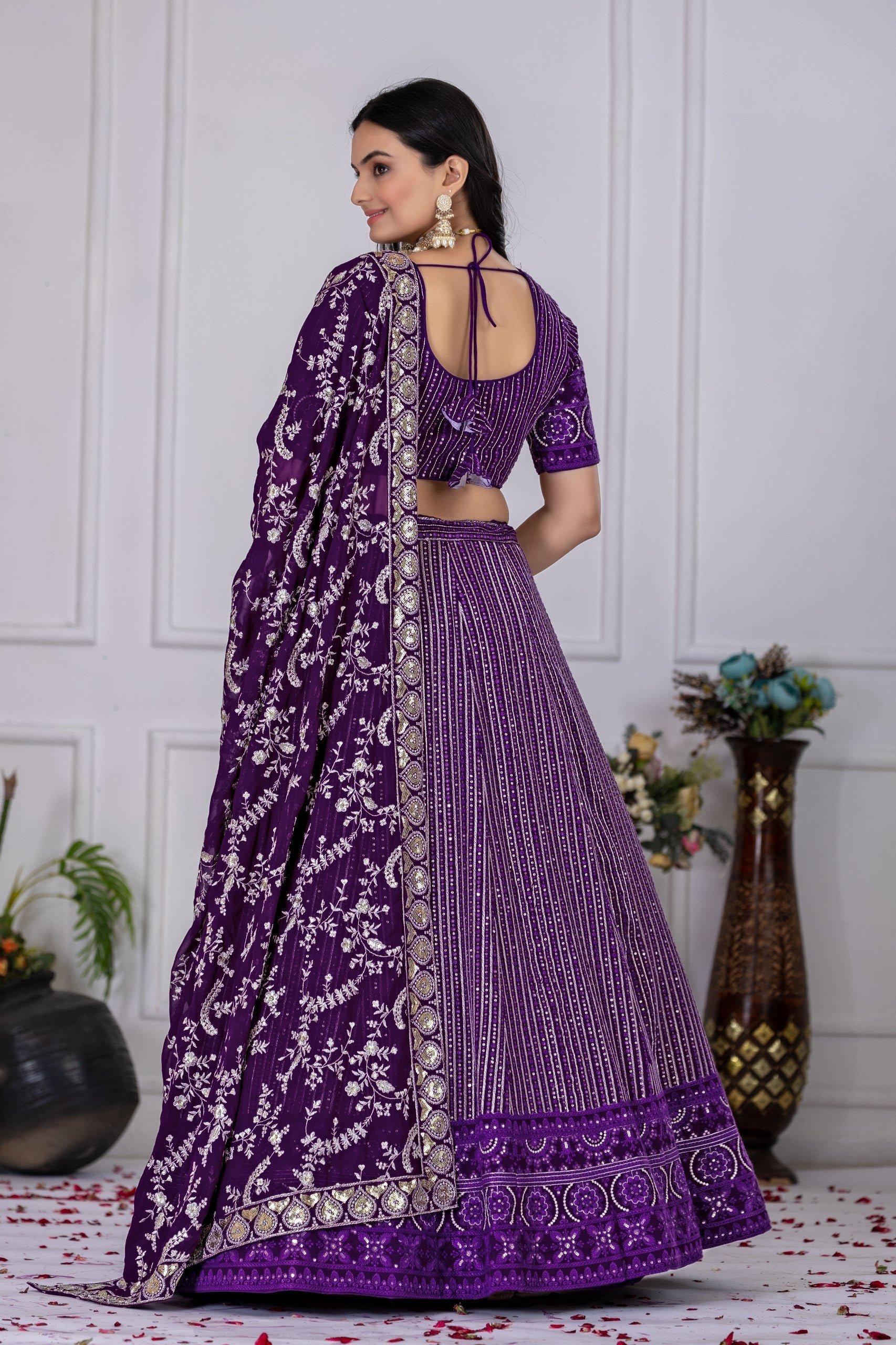 DEIANA'S Heavy Embroidery With Multi Work Lehenga Choli - purple - Swadesiicart