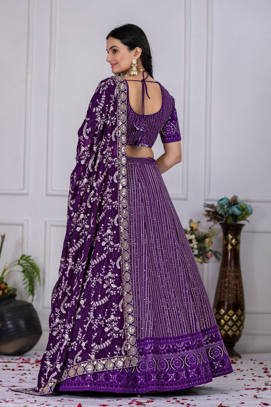 DEIANA'S Heavy Embroidery With Multi Work Lehenga Choli - purple - Swadesiicart