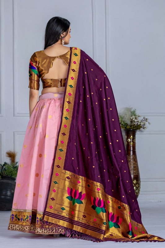 DEIANA'S Jacquard With Jari Print Weaving Lehenga Choli - Pink - Swadesiicart