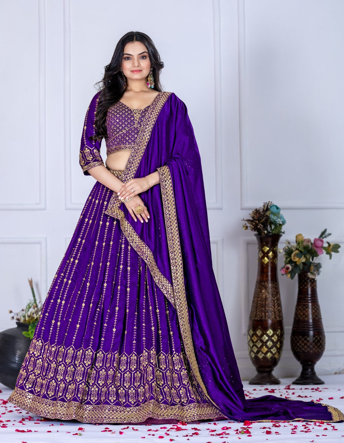 DEIANA'S Heavy Embroidery With Multi Work Lehenga Choli - purple - Swadesiicart