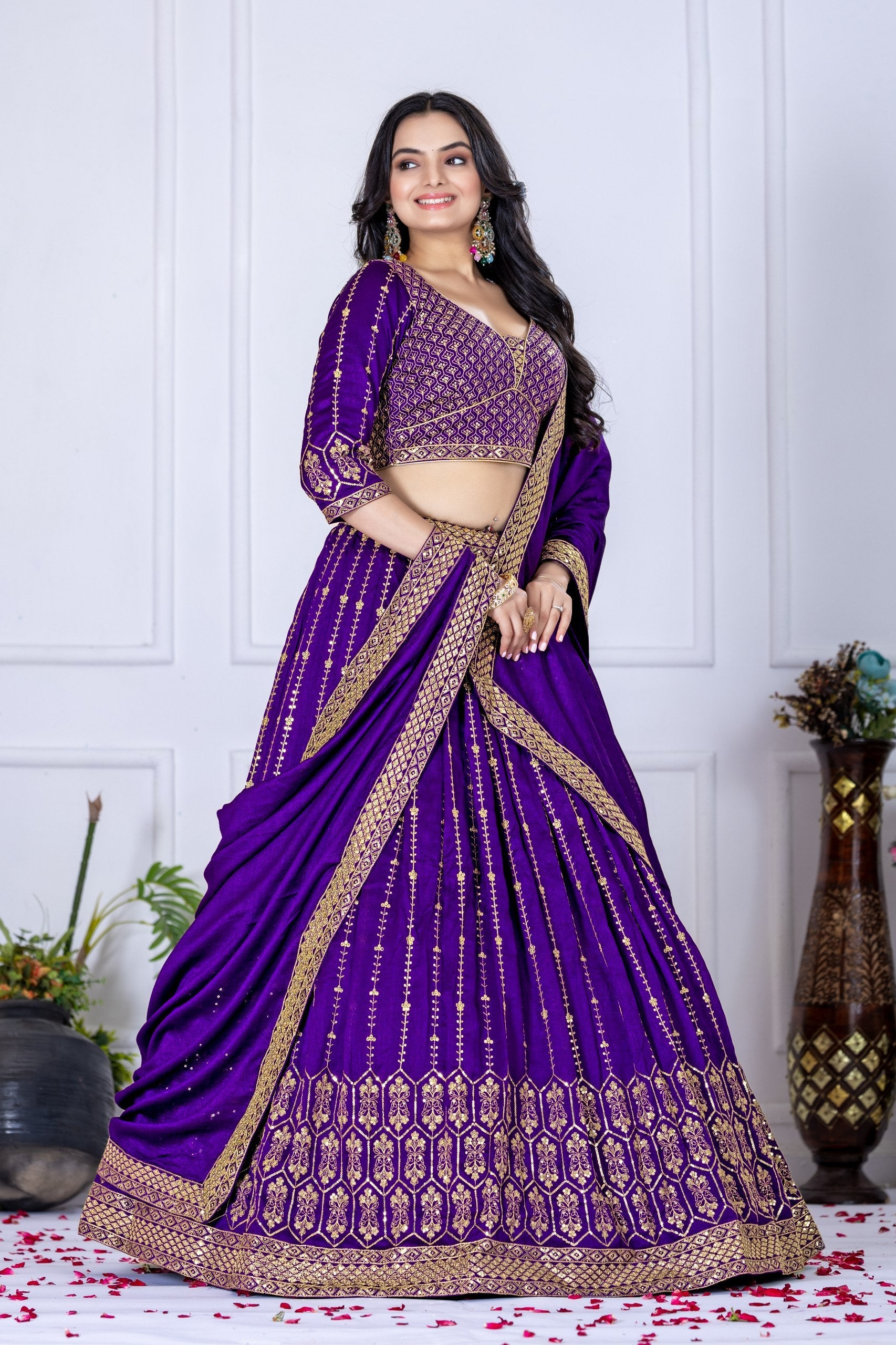 DEIANA'S Heavy Embroidery With Multi Work Lehenga Choli - purple - Swadesiicart