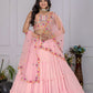 DEIANA'S Heavy Plain with crease work Lehenga Choli - Pink - Swadesiicart