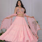 DEIANA'S Heavy Plain with crease work Lehenga Choli - Pink - Swadesiicart