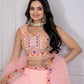 DEIANA'S Heavy Plain with crease work Lehenga Choli - Pink - Swadesiicart