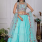 DEIANA'S Heavy Plain with crease work Lehenga Choli - Sky Blue - Swadesiicart