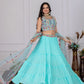 DEIANA'S Heavy Plain with crease work Lehenga Choli - Sky Blue - Swadesiicart