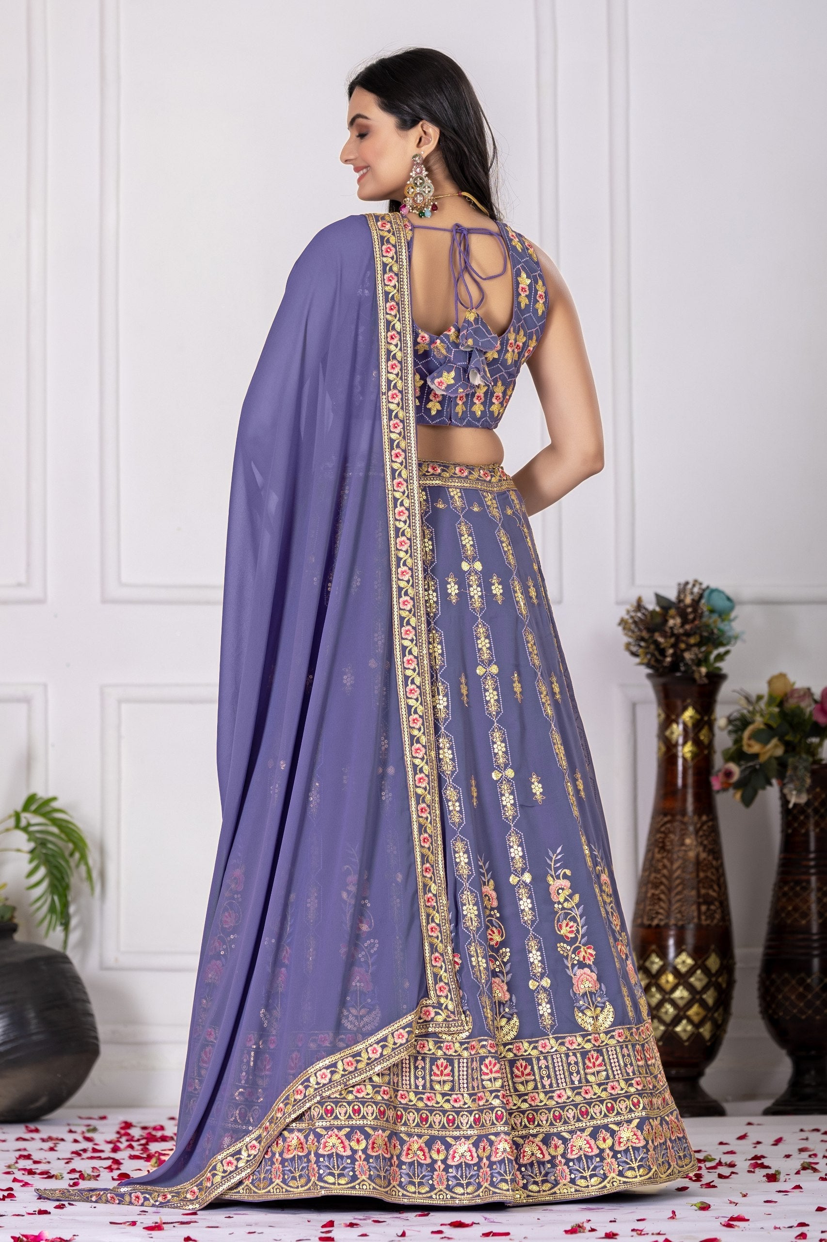 DEIANA'S Heavy Embroidery With Multi Work Lehenga Choli - Lovender - Swadesiicart