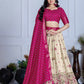 DEIANA'S Jacquard With Jari Print Weaving Lehenga Choli - Off White - Swadesiicart