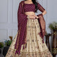 DEIANA'S Jacquard With Jari Print Weaving Lehenga Choli - Off White - Swadesiicart