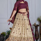 DEIANA'S Jacquard With Jari Print Weaving Lehenga Choli - Off White - Swadesiicart