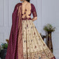 DEIANA'S Jacquard With Jari Print Weaving Lehenga Choli - Off White - Swadesiicart