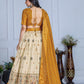 DEIANA'S Jacquard With Jari Print Weaving Lehenga Choli - Off White - Swadesiicart