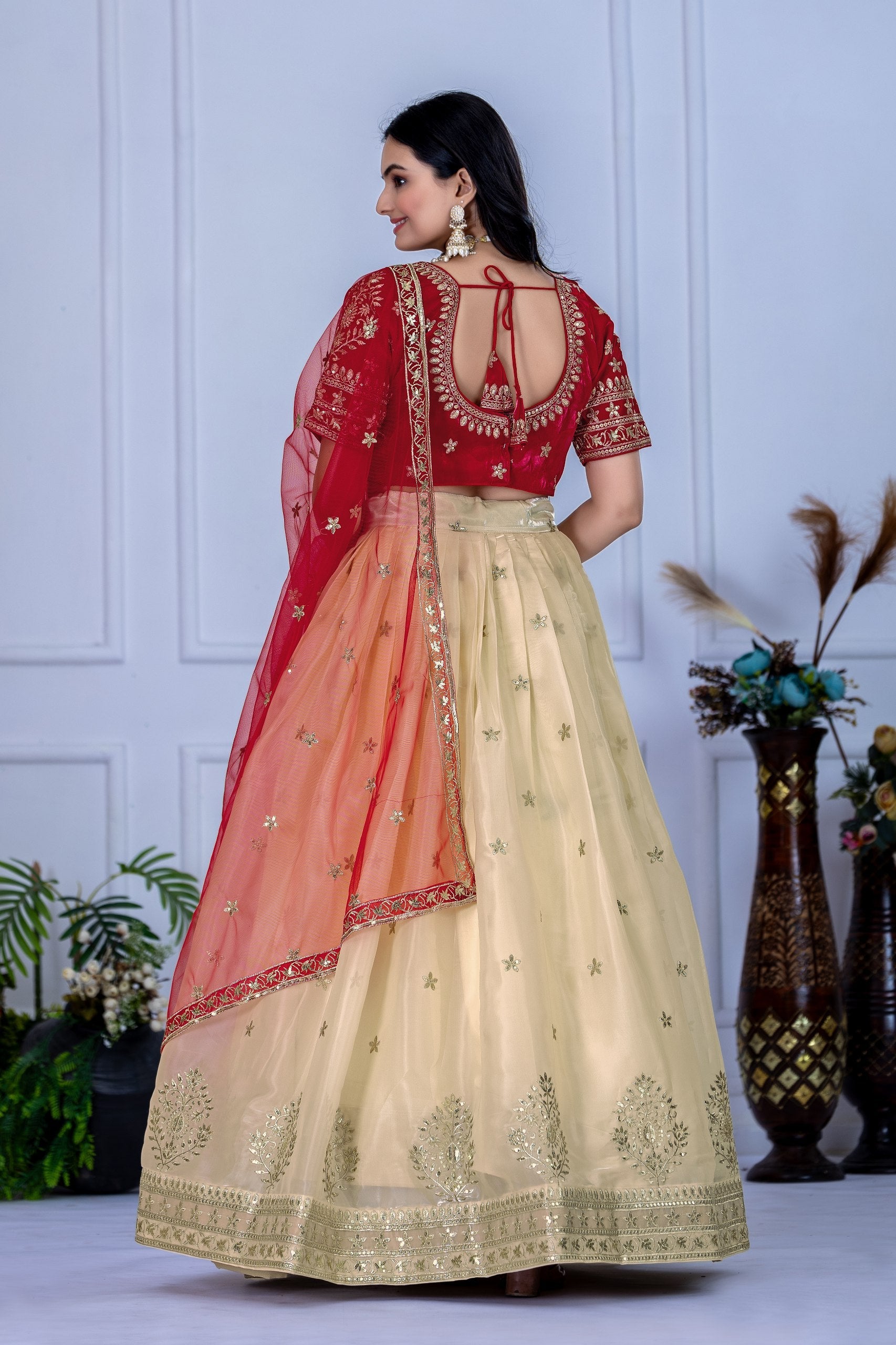 DEIANA'S Heavy Embroidery With Sequence Work Lehenga Choli - Off White - Swadesiicart