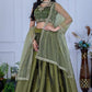 DEIANA'S Heavy Embroidery With Sequence Work Lehenga Choli - Mehndi - Swadesiicart