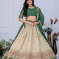 DEIANA'S Jacquard With Jari Lining With Print Lehenga Choli - Off White - Swadesiicart