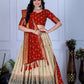 DEIANA'S Jacquard With Jari Lining With Print Lehenga Choli - Off White - Swadesiicart