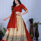DEIANA'S Jacquard With Jari Lining With Print Lehenga Choli - Off White - Swadesiicart