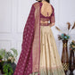DEIANA'S Jacquard With Jari Lining With Print Lehenga Choli - Off White - Swadesiicart