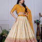 DEIANA'S Jacquard With Jari Lining With Print Lehenga Choli - Off White - Swadesiicart