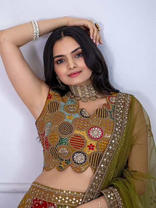 DEIANA'S Heavy Embroidery With Multi Work Lehenga Choli - Multi - Swadesiicart