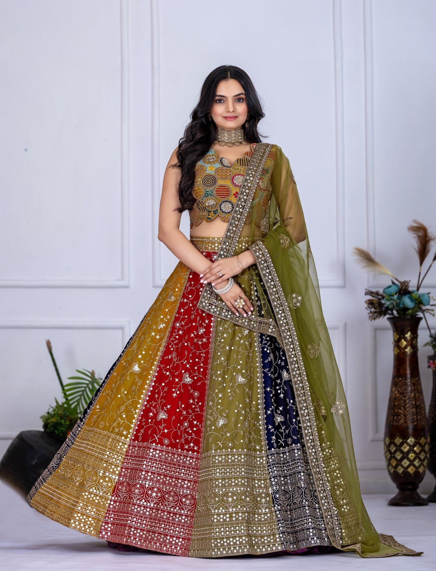 DEIANA'S Heavy Embroidery With Multi Work Lehenga Choli - Multi - Swadesiicart