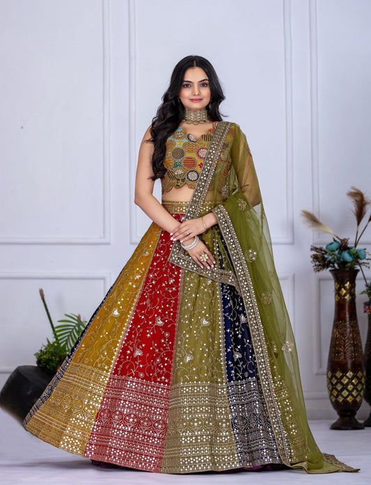 DEIANA'S Heavy Embroidery With Multi Work Lehenga Choli - Multi - Swadesiicart