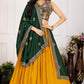 DEIANA'S Heavy Plain with crease work Lehenga Choli - Yellow - Swadesiicart