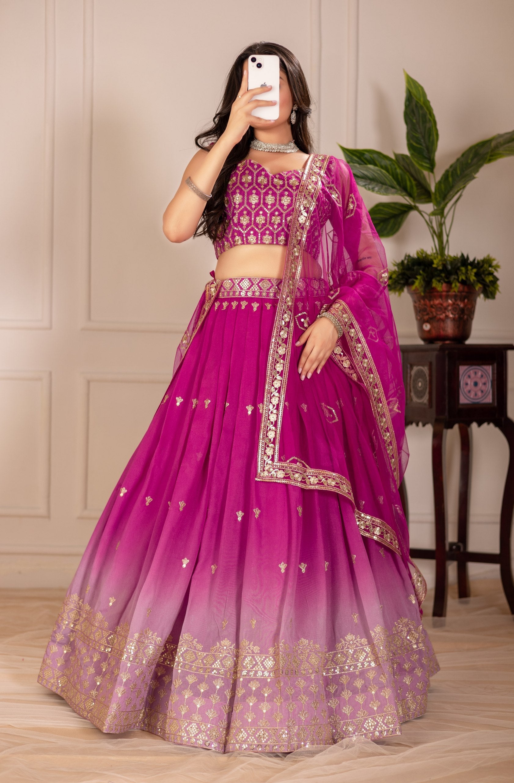 DEIANA'S Heavy Embroidery With Thread Work Lehenga Choli - Pink - Swadesiicart