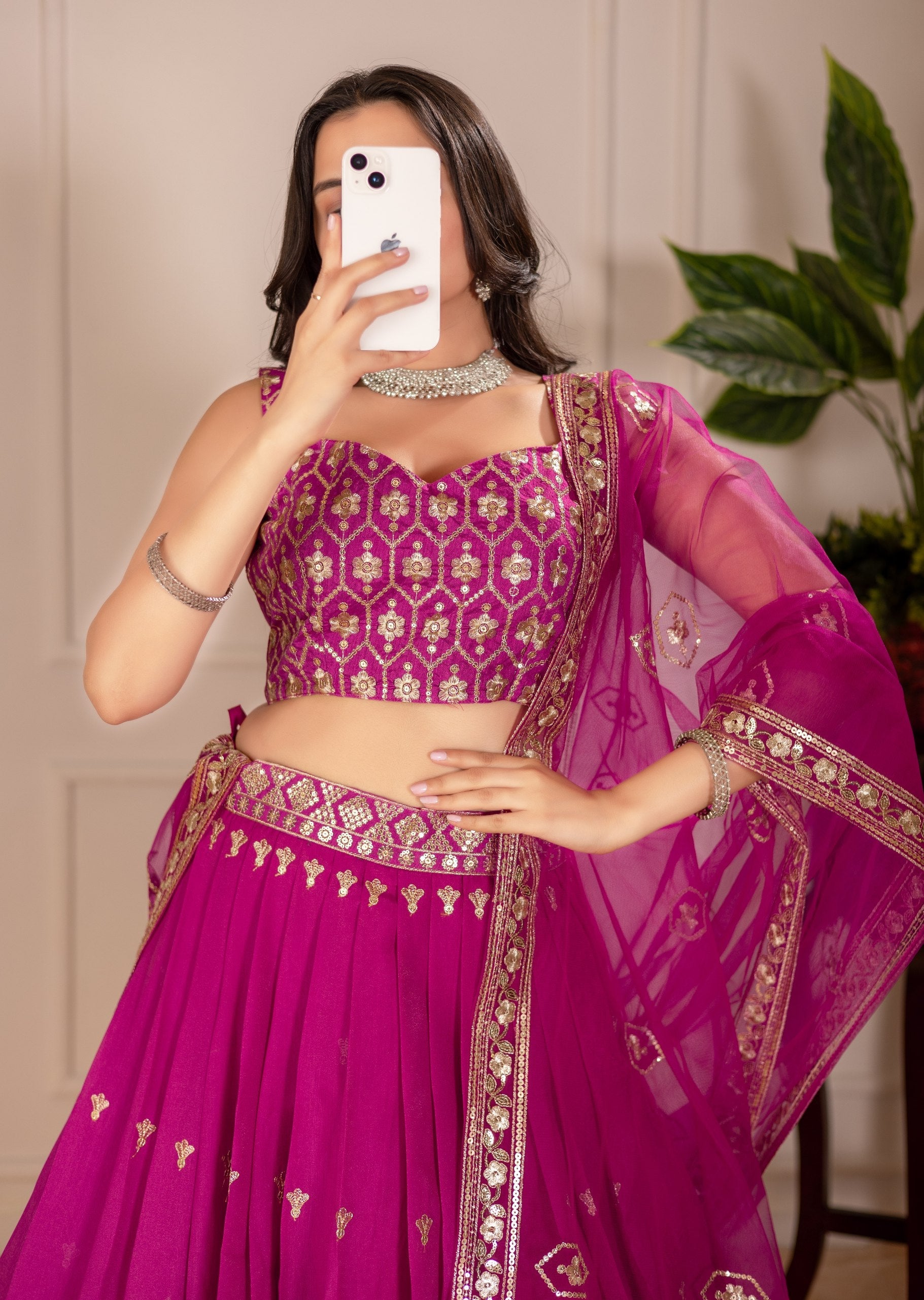 DEIANA'S Heavy Embroidery With Thread Work Lehenga Choli - Pink - Swadesiicart