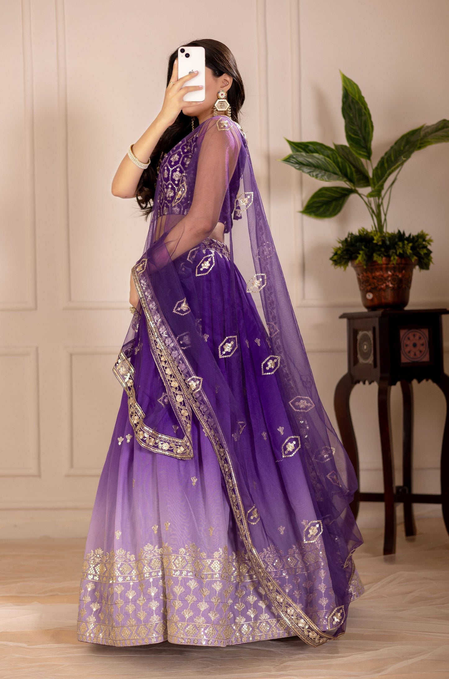 DEIANA'S Heavy Embroidery With Thread Work Lehenga Choli - Purple - Swadesiicart