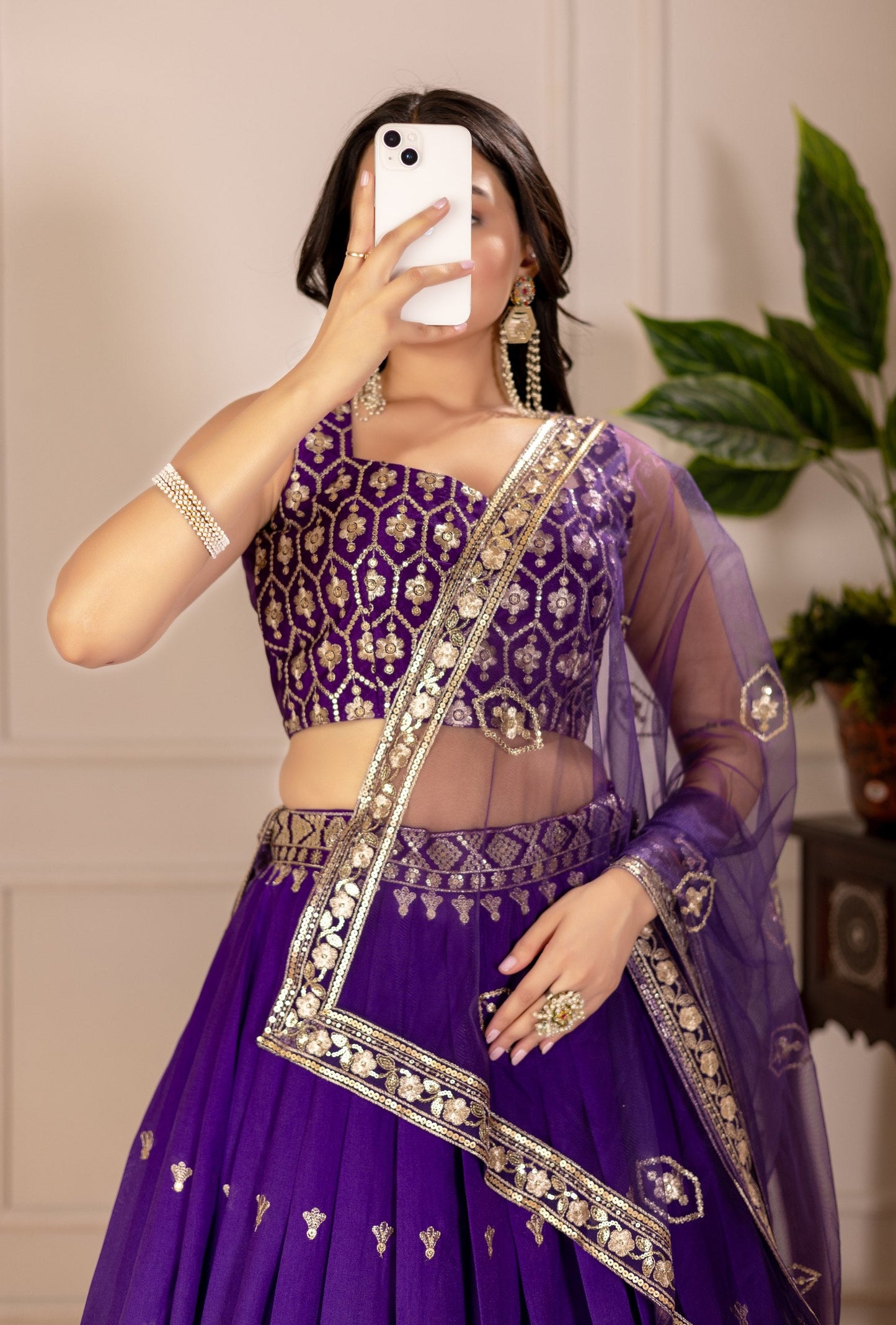 DEIANA'S Heavy Embroidery With Thread Work Lehenga Choli - Purple - Swadesiicart