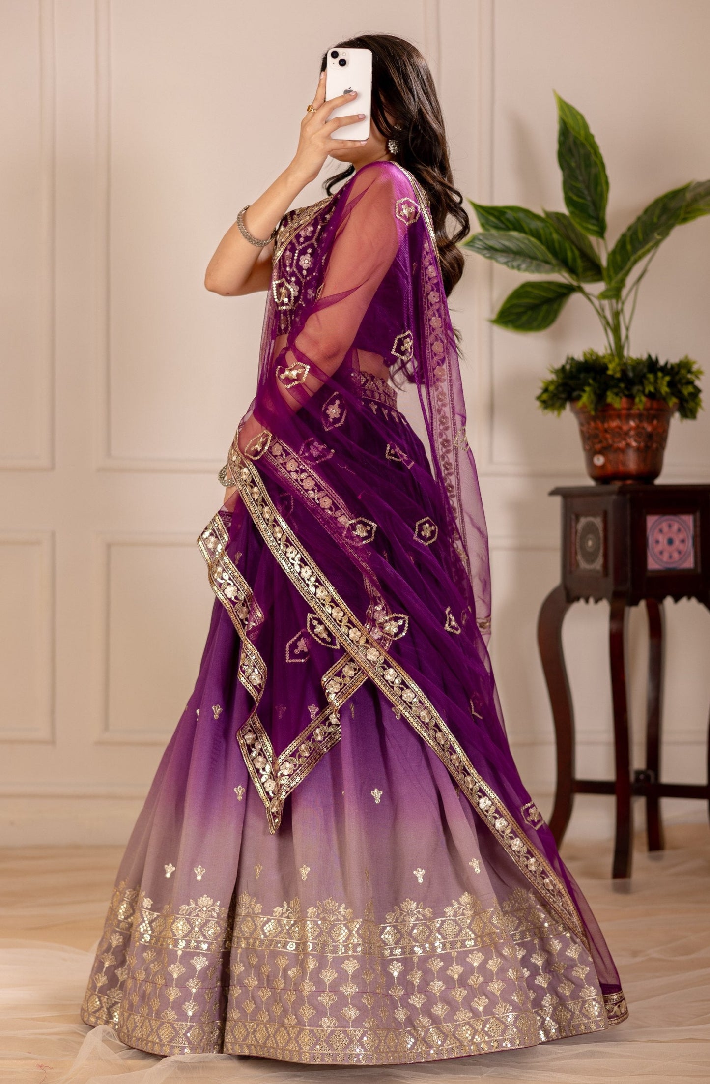 DEIANA'S Heavy Embroidery With Thread Work Lehenga Choli - Wine - Swadesiicart