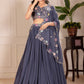 DEIANA'S Heavy Plain with crease work Lehenga Choli - Grey - Swadesiicart