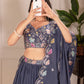 DEIANA'S Heavy Plain with crease work Lehenga Choli - Grey - Swadesiicart