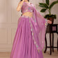 DEIANA'S Heavy Plain with crease work Lehenga Choli - Pink - Swadesiicart