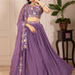 DEIANA'S Heavy Plain with crease work Lehenga Choli - Purple - Swadesiicart