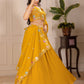 DEIANA'S Heavy Plain with crease work Lehenga Choli - Yellow - Swadesiicart