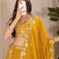 DEIANA'S Heavy Plain with crease work Lehenga Choli - Yellow - Swadesiicart