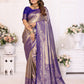 Anaita Lavender Tissue Silk With Butti Weaving Saree With Blouse