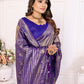 Anaita Lavender Tissue Silk With Butti Weaving Saree With Blouse