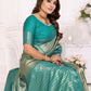 Anaita Blue Tissue Silk With Butti Weaving Saree With Blouse