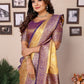 Anaita Cream Tissue Silk With Jaal Weaving Saree With Blouse