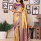 Anaita Cream Tissue Silk With Jaal Weaving Saree With Blouse