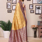 Anaita Cream Tissue Silk With Jaal Weaving Saree With Blouse