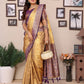 Anaita Cream Tissue Silk With Jaal Weaving Saree With Blouse