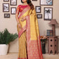 Anaita Golden Tissue Silk With Jaal Weaving Saree With Blouse