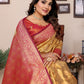 Anaita Golden Tissue Silk With Jaal Weaving Saree With Blouse