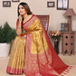 Anaita Golden Tissue Silk With Jaal Weaving Saree With Blouse