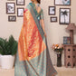 Anaita Orange Tissue Silk With Jaal Weaving Saree With Blouse