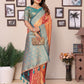 Anaita Orange Tissue Silk With Jaal Weaving Saree With Blouse